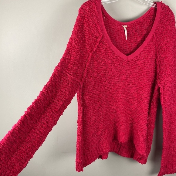 Free People Womens Songbird V-Neck Sweater Size Medium Raglan Sleeve Oversized - Picture 6 of 11